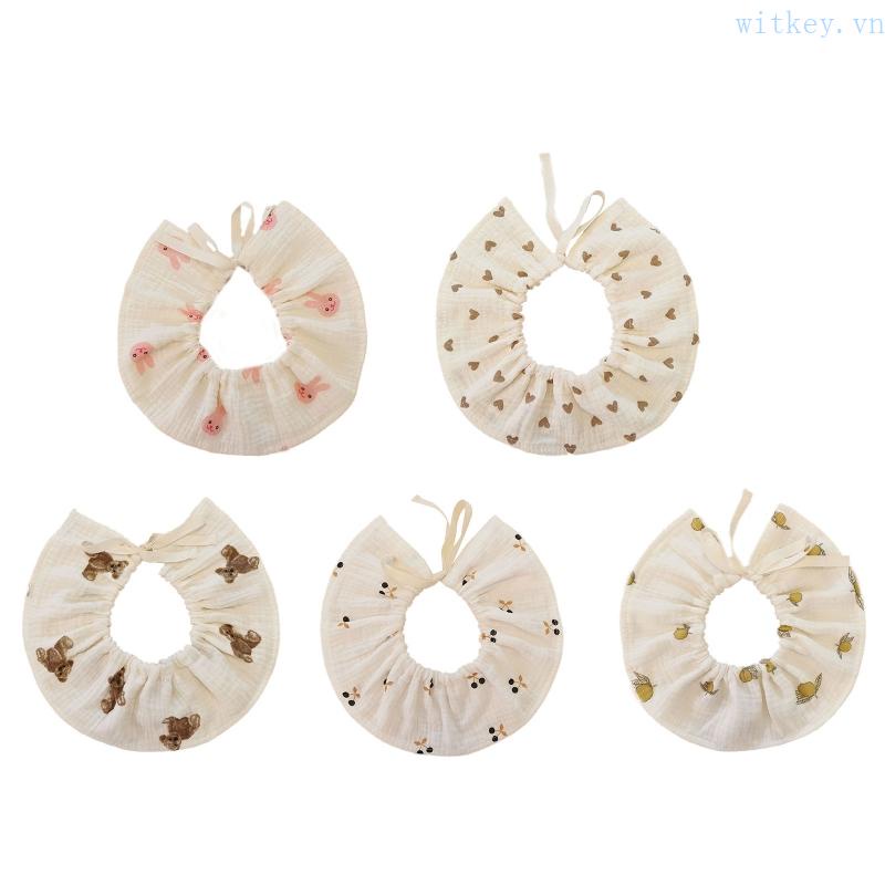 Yếm Ăn Cotton Mềm Mại Thoáng Khí In Họa Tiết Hoa Xinh Xắn Dành Cho Các Bé