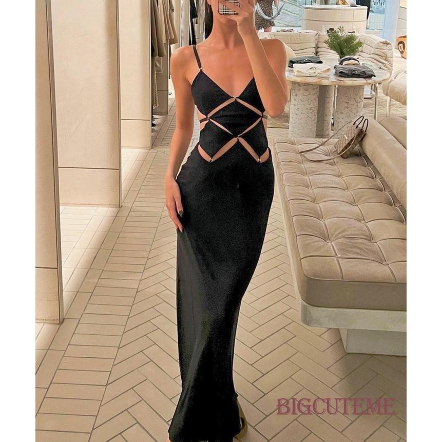 Đầm Dài Không Tay Hở Lưng Màu Trơn Thời Trang Mùa Hè Dành Cho Nữ