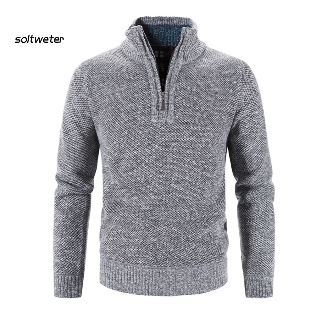 Áo Sweater Dệt Kim Cổ Lọ Tay Dài Màu Sắc Đơn Giản Có Khóa Kéo Thời Trang Thu Đông Cho Nam