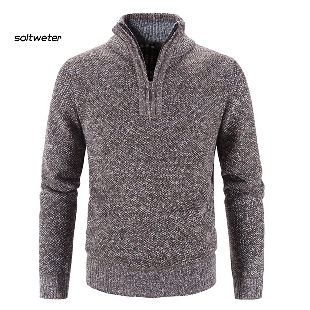 Áo Sweater Dệt Kim Cổ Lọ Tay Dài Màu Sắc Đơn Giản Có Khóa Kéo Thời Trang Thu Đông Cho Nam