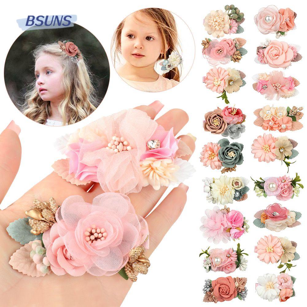 Set 3 Kẹp Tóc Hoa Bằng Kim Loại Màu Trơn Ngọt Ngào Nữ Tính