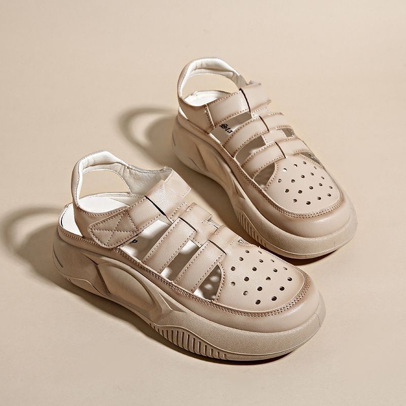 Giày Sandal Da Thật Đục Lỗ Siêu Nhẹ Thời Trang Thể Thao Nữ