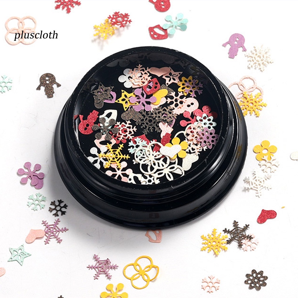 Hộp 100 Hạt Kim Sa Siêu Mỏng Hình Bông Tuyết Trang Trí Móng Tay