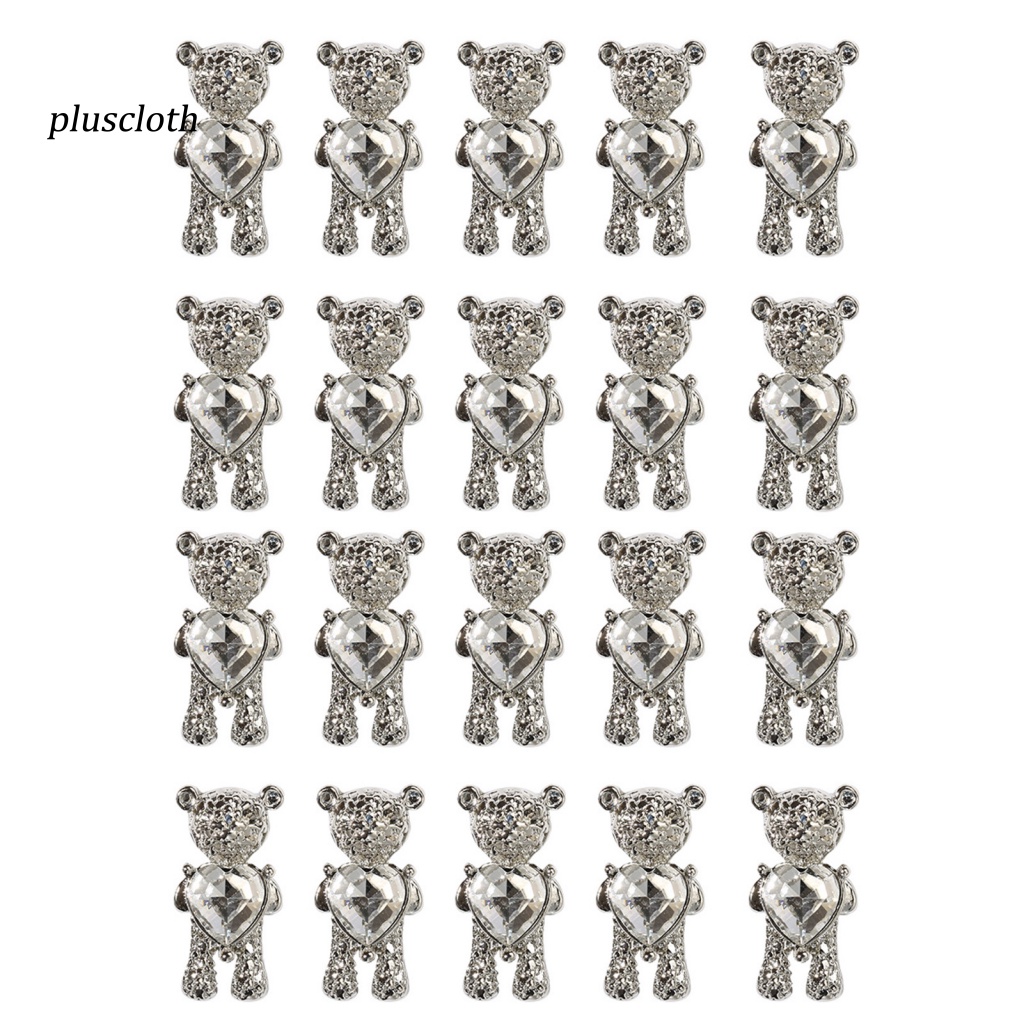 Túi 20 Phụ Kiện Trang Trí Móng Tay Hình Gấu 3D Dễ Thương