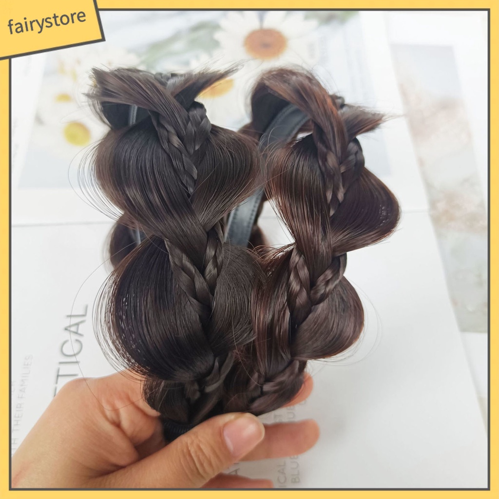 Băng Đô Tóc Giả Thắt Bím Chống Trượt Màu Sắc Tự Nhiên