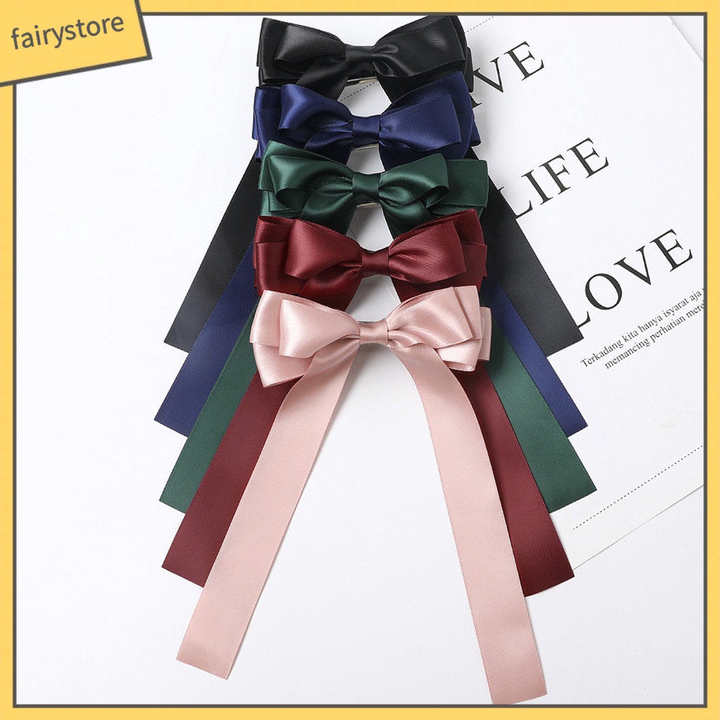 Kẹp Tóc Hình Nơ Màu Trơn Phong Cách Dành Cho Nữ