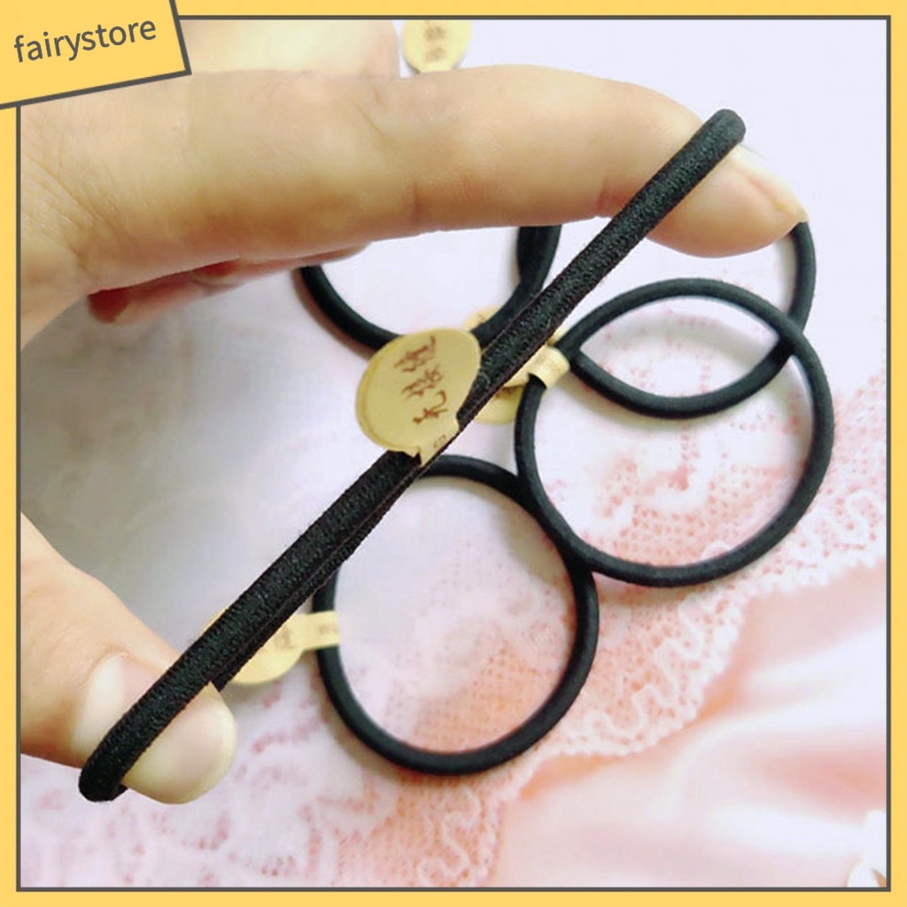 Dây Cột Tóc Màu Đen Dày Dặn Co Giãn Tốt Chống Mòn Độ Bền Cao Tiện Dụng Cho Nữ