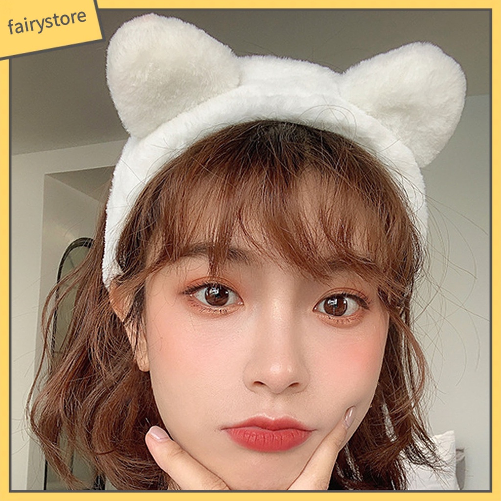 Băng Đô Tai Lông Nhung Mềm Mại Dễ Thương Dùng Rửa Mặt Cho Nữ