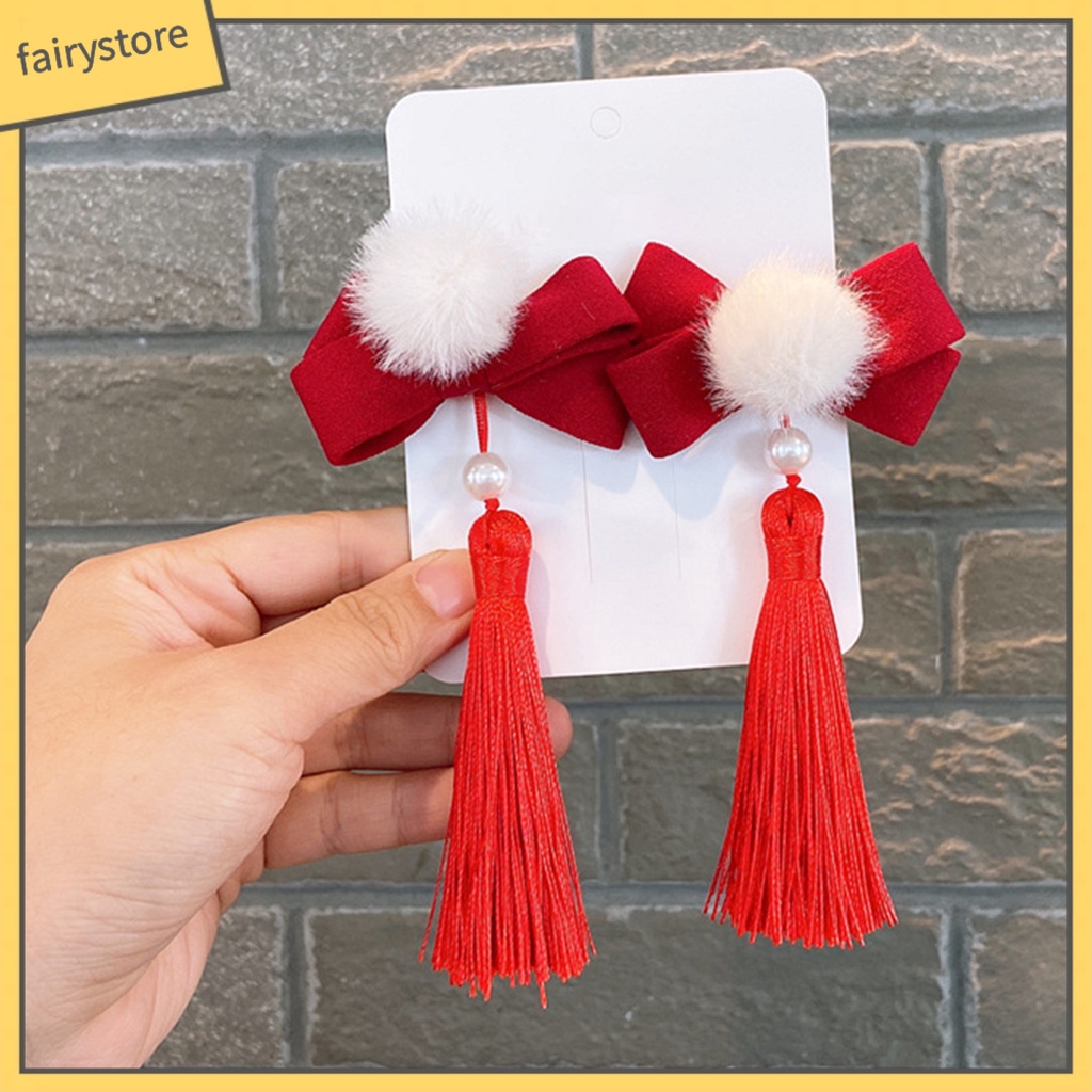 1 Cặp Kẹp Tóc Tua Rua Phong Cách Trung Hoa Cổ Điển Cho Bé Chụp Ảnh