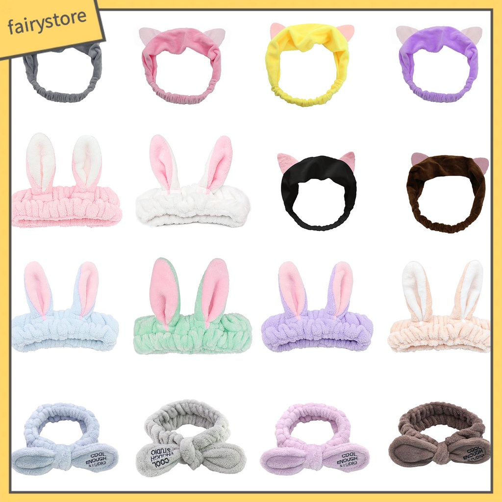 Giá Đỡ Băng Đô Rửa Mặt Hấp Thụ Nước Không Phai Hình Tai Động Vật Dành Cho Bạn Gái