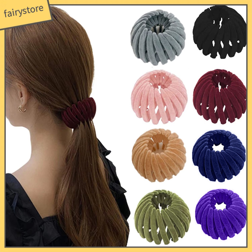 Kẹp Tóc Đuôi Ngựa Màu Trơn Không Đau Siêu Nhẹ Có Thể Tái Sử Dụng Giá Đỡ