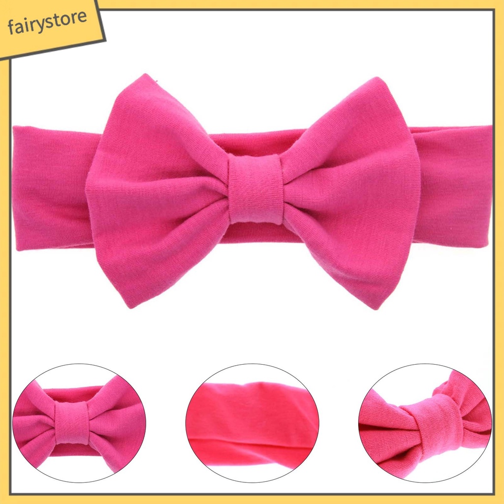 Băng Đô Nơ Màu Trơn Co Giãn Tốt Dễ Thương Dành Cho Bé Gái