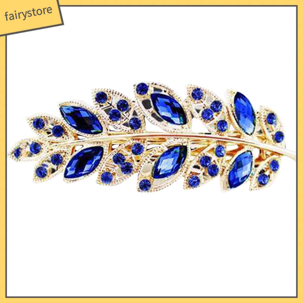 Kẹp Tóc Hợp Kim Hình Chiếc Lá Đính Đá Pha Lê Thời Trang Cho Nữ