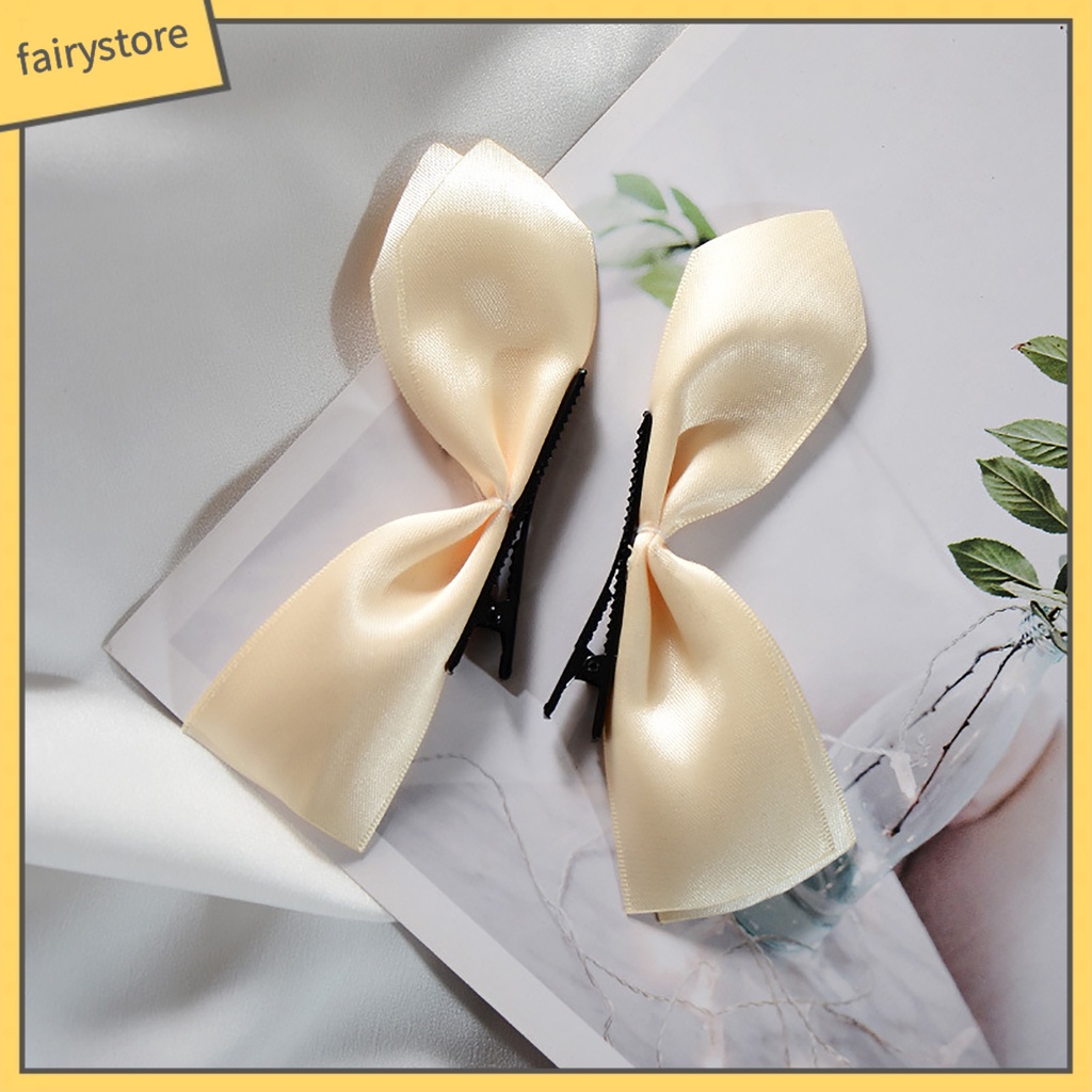 Kẹp Tóc Hình Nơ Co Giãn Màu Trơn Đơn Giản Dành Cho Nữ