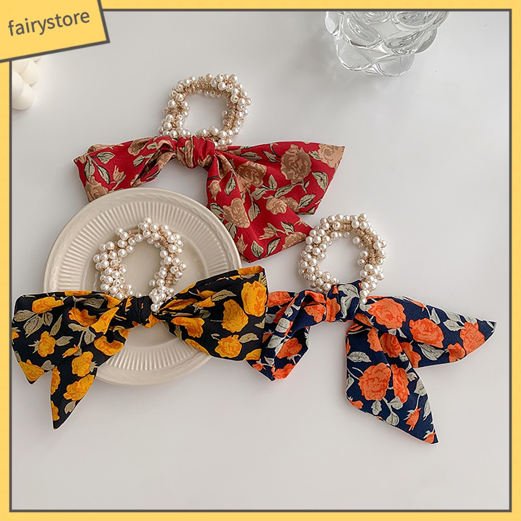 Băng Đô Cài Tóc Đính Nơ &amp; Ngọc Trai Giả Thời Trang Chống Rơi