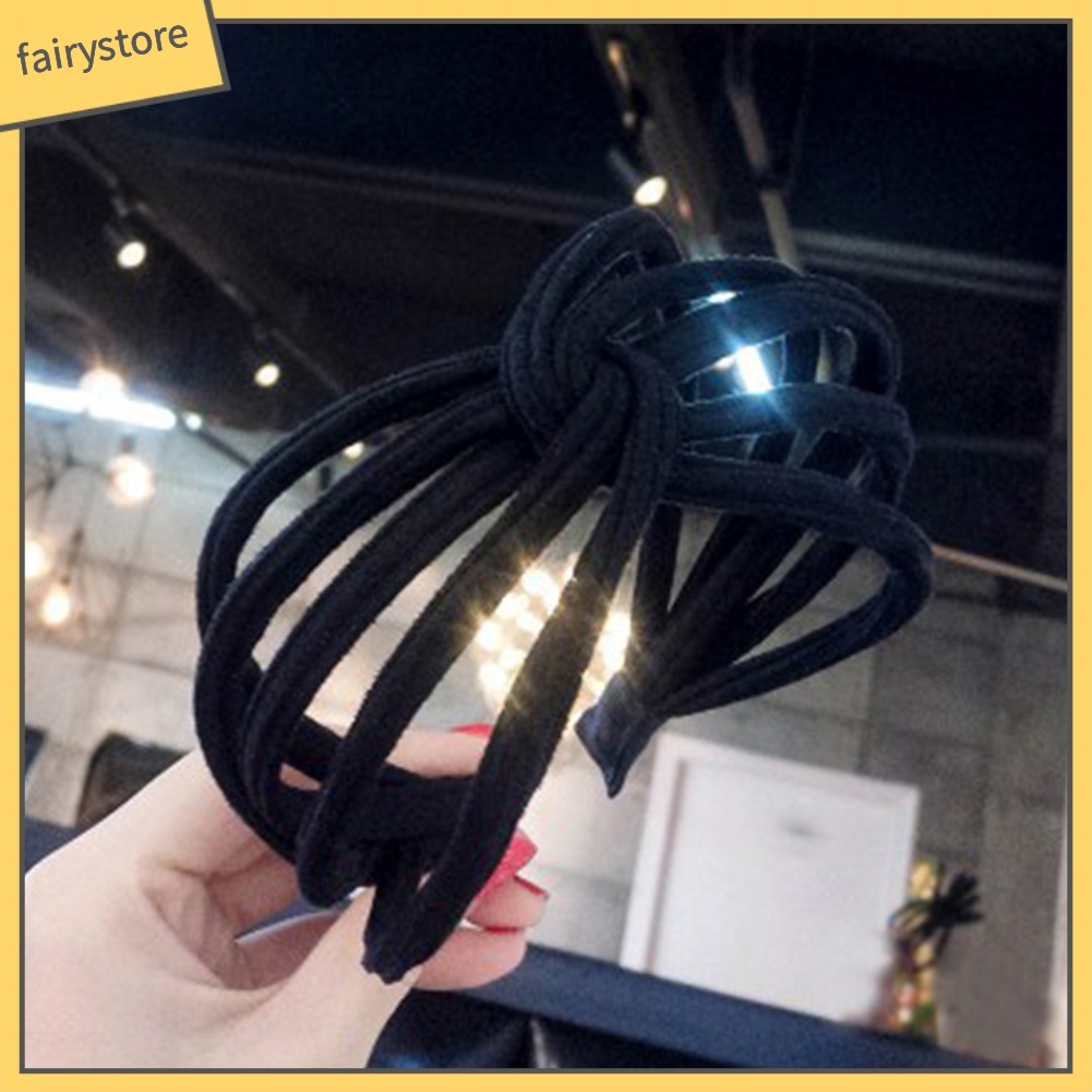 Băng Đô Thắt Nút Nhiều Lớp Màu Trơn Thời Trang Cho Nữ