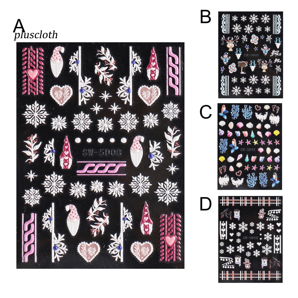 &lt; Pluscloth &gt; Miếng Dán Móng Tay Móng Tay Tự Dính Không Phai Chống Nước Dễ Tháo Gỡ Chủ Đề Giáng Sinh / Ambience DIY