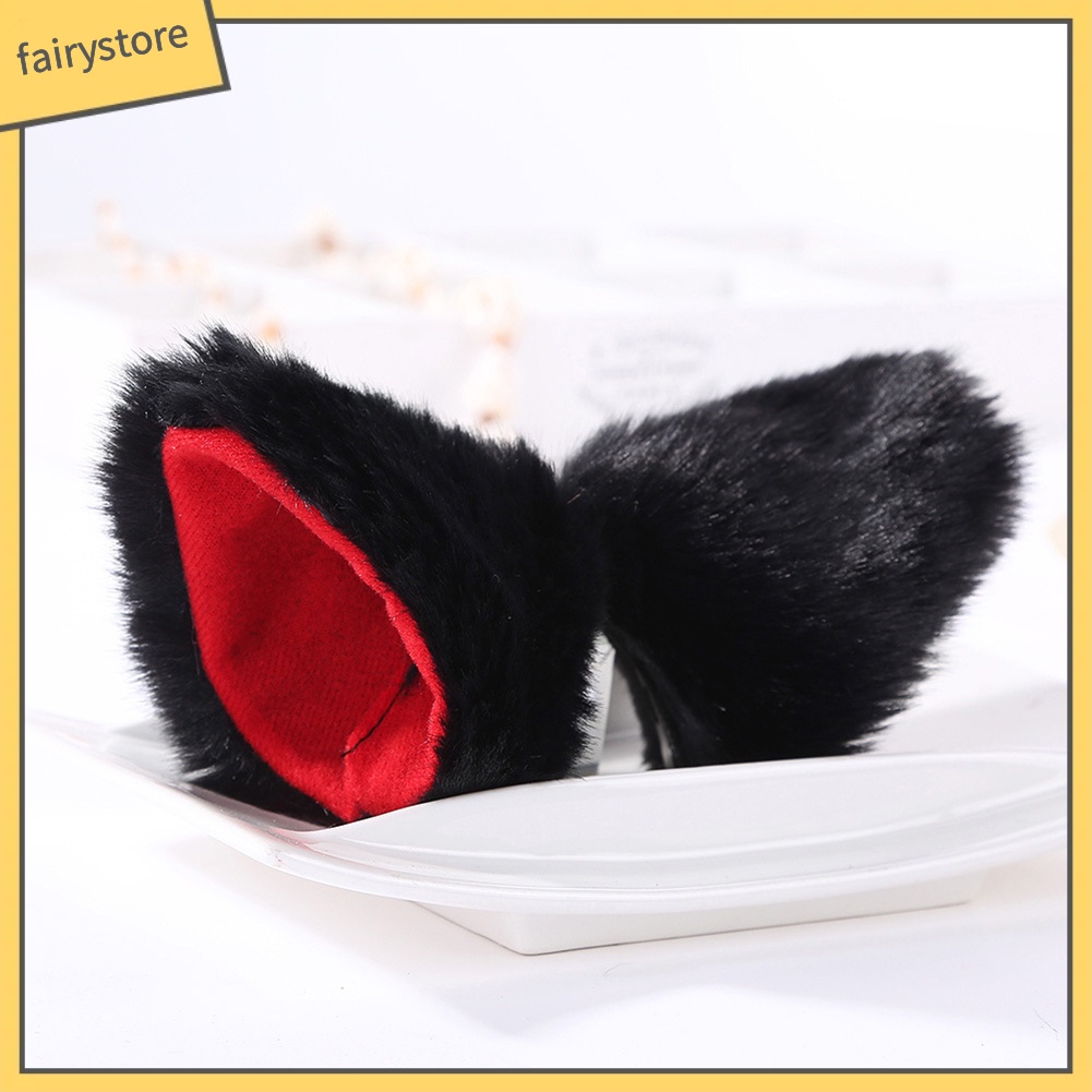 1 Cặp Kẹp Tóc Tai Mèo Đính Lông Hóa Trang Chụp Ảnh Cho Bé
