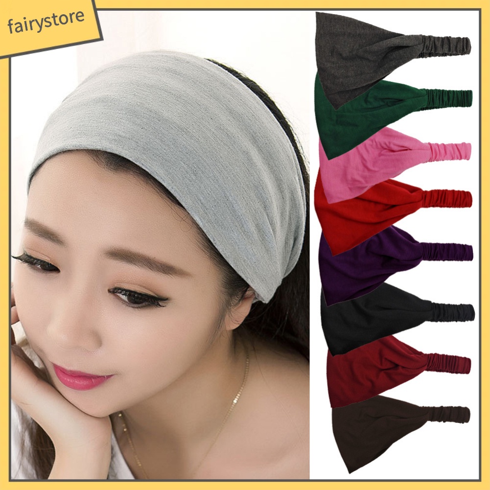 Băng Đô Bản Rộng Màu Trơn Thấm Hút Tốt Hỗ Trợ Tập Yoga / Thể Thao Dành Cho Nữ