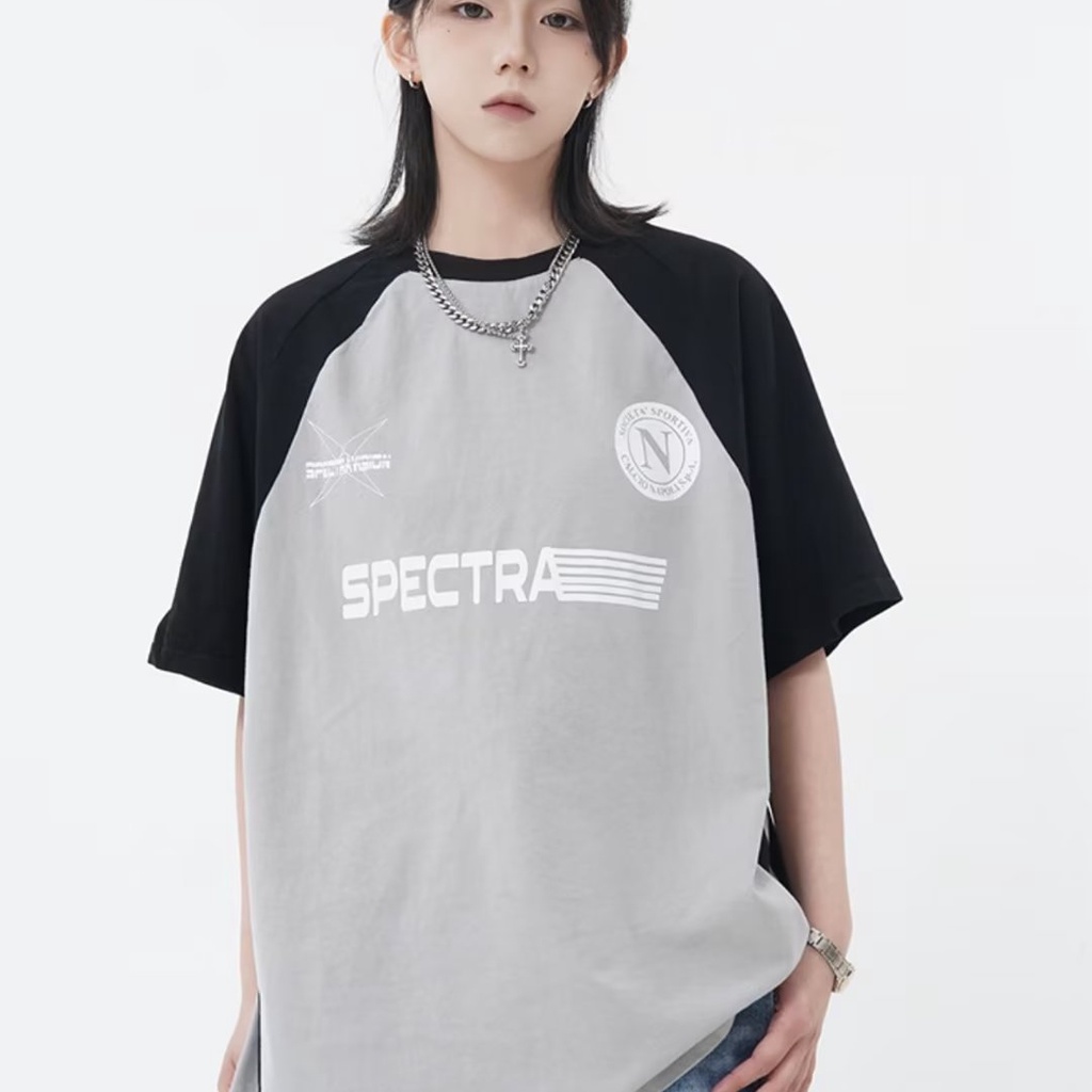 Áo Thun Raglan Tay Ngắn Dáng Rộng Phong Cách Thời Trang Đường Phố Mỹ