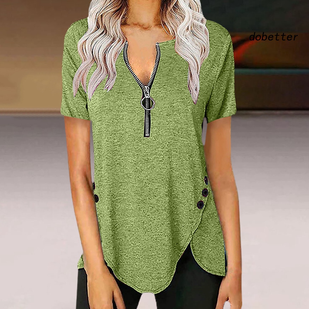Áo Sơ Mi Cổ Chữ V Bằng Polyester Co Giãn Thoáng Khí Màu Sắc Đơn Giản Thời Trang Mùa Hè Cho Nữ