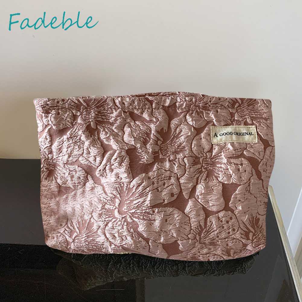 Túi Đựng Mỹ Phẩm Catton Sức Chứa Lớn Họa Tiết Hoa Dành Cho Nữ