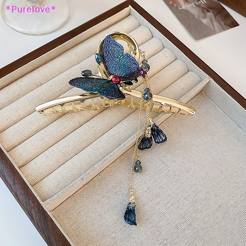 Kẹp Tóc Kim Loại Hình Bướm Đính Đá Pha Lê Phong Cách Hàn Quốc Cho Nữ Mới