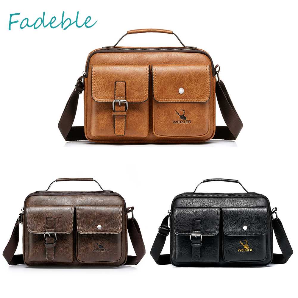 Túi Xách Da PU Nhiều Ngăn Phong Cách Vintage Cho Nam