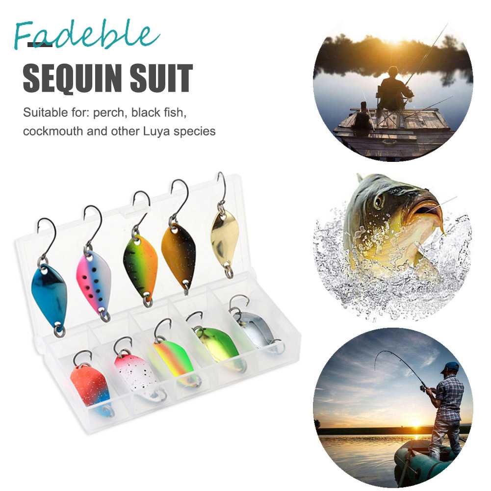 Set 10 Mồi Giả Nhử Cá Bằng Kim Loại Gắn Kèm Móc Câu Tiện Dụng