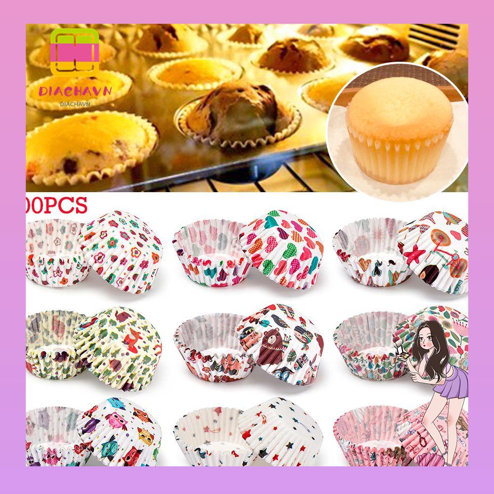 Set 100 Cốc Giấy Làm Bánh Cupcake Chống Mỡ Tiện Dụng