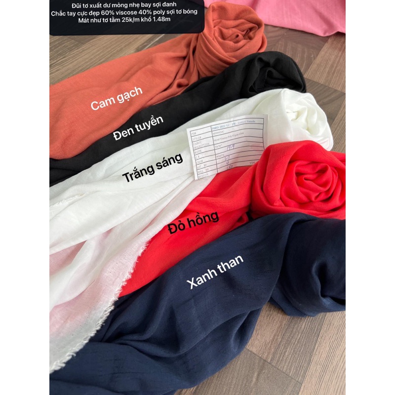Vải Đũi tơ , Đũi xước, mềm mượt nhiều màu đẹp Hàng Hàn 100%cotton siêu mát