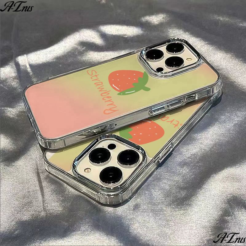 ✅Ốp Điện Thoại Dẻo Họa Tiết Trái Dâu Dễ Thương Chống Sốc Cho Iphone12 13maxplus 14pro / 711 8