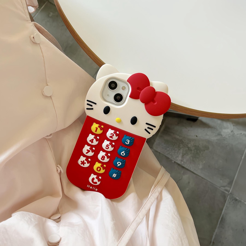 Ốp Điện Thoại TPU Dẻo Họa Tiết Hoạt Hình Hello Kitty 3D Dễ Thương Cho iPhone 12 11 13 14 Pro Max