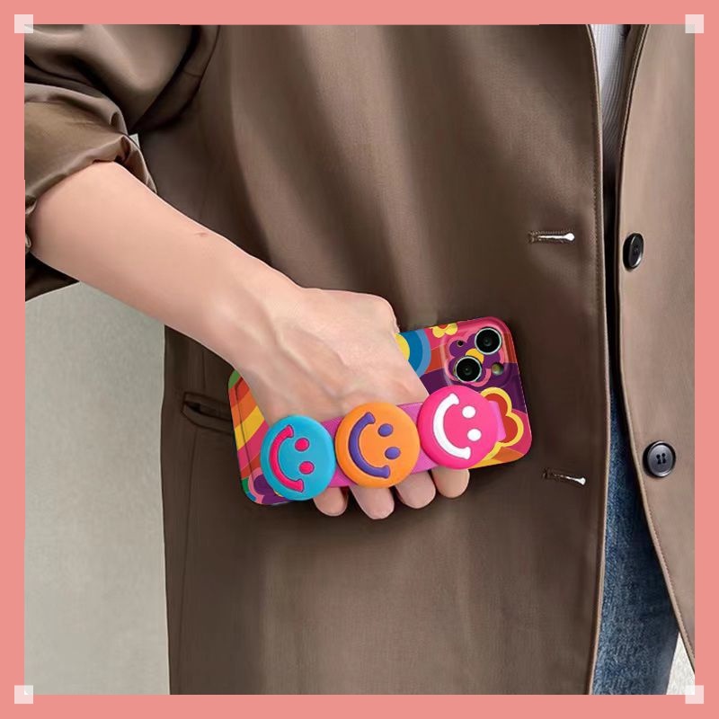 Ốp Điện Thoại In Hình Mặt Cười Có Dây Đeo Cho IPhone 14, 13, 12, 11 Xs, Xr X 8, 7puls, 11promax