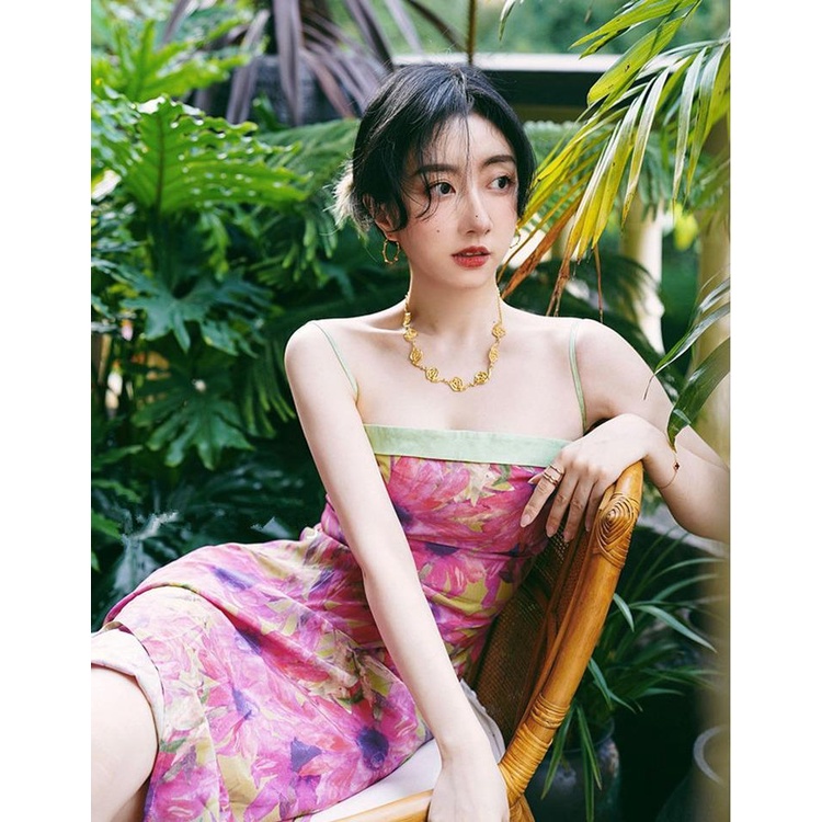 Sugemiusi Hold Influencer Đầm Dài Qua Gối Phong Cách Đường Phố Đơn Giản Cho Chị Em Sa