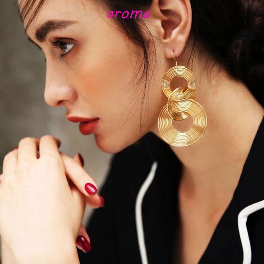 Bông Tai Dáng Dài Hình Tròn Phong Cách Punk Thời Trang Cho Nữ