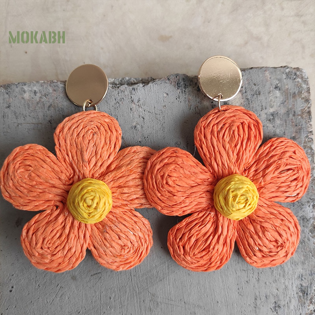 1 Đôi Bông Tai Hình Hoa Màu Sắc Tươi Sáng Phong Cách Kỳ Nghỉ Cho Nữ