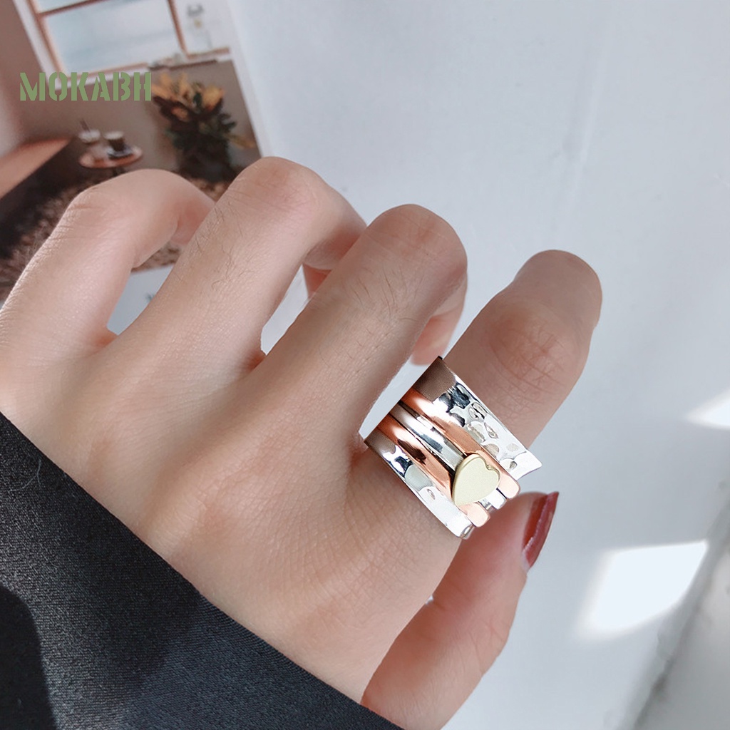 [Mok Abh] Nhẫn Xoay Họa Tiết Hình Học Phong Cách Bohemian Giúp Giảm Căng Thẳng Thời Trang Cho Nữ
