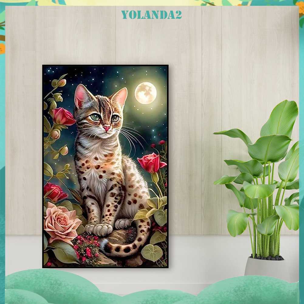 Tranh Đính Đá Kim Cương Toàn Bộ 5D DIY Hình Vẽ Mèo Trang Trí Nhà Cửa