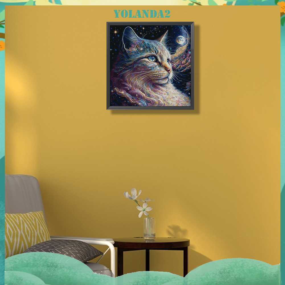 Tranh Đính Đá Kim Cương Toàn Bộ 5D DIY Hình Vẽ Mèo Trang Trí Nhà Cửa