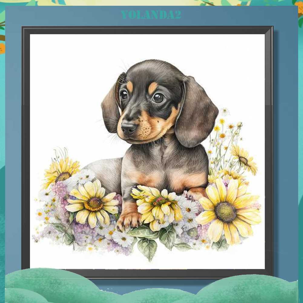 Tranh Đính Đá Kim Cương Toàn Bộ 5D DIY Hình Vẽ Chó Trang Trí Nhà Cửa