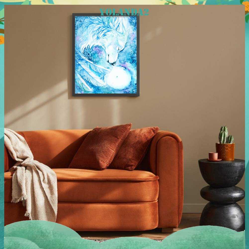 Tranh Đính Đá Kim Cương Toàn Bộ 5D DIY Hình Vẽ Sói Trang Trí Nhà Cửa