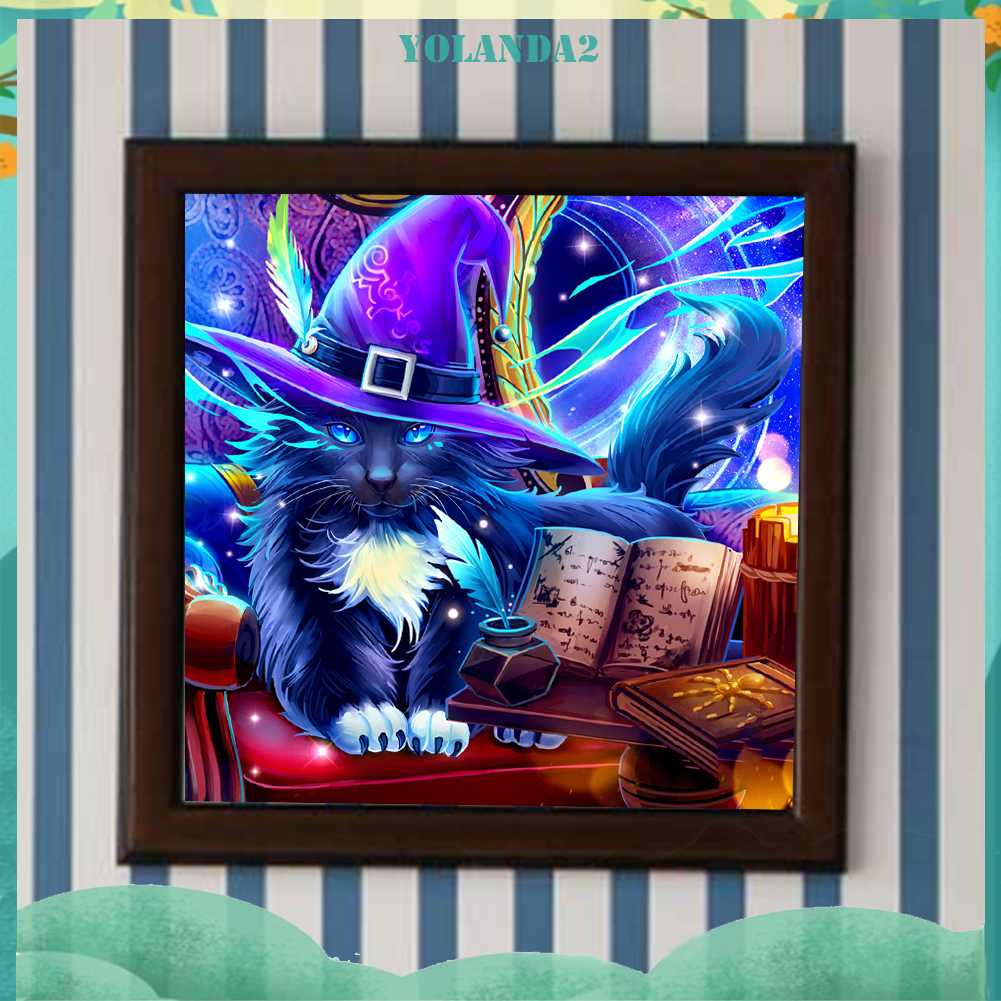 Tranh Đính Đá Kim Cương Toàn Bộ 5D DIY Hình Vẽ Mèo Trang Trí Nhà Cửa