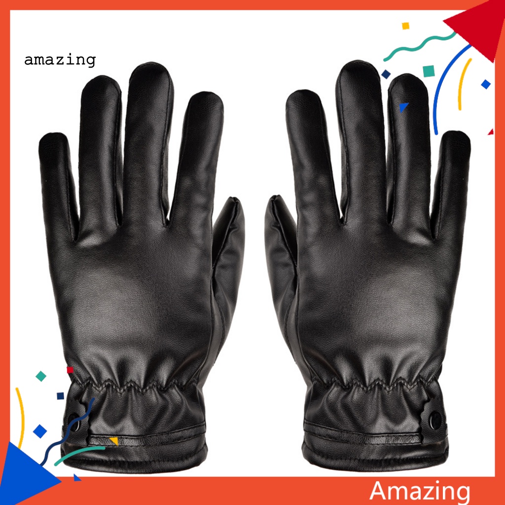 1 Đôi Găng Tay Giả Da Giữ Ấm Mùa Đông Chống Trượt Chống Nước Cho Nam