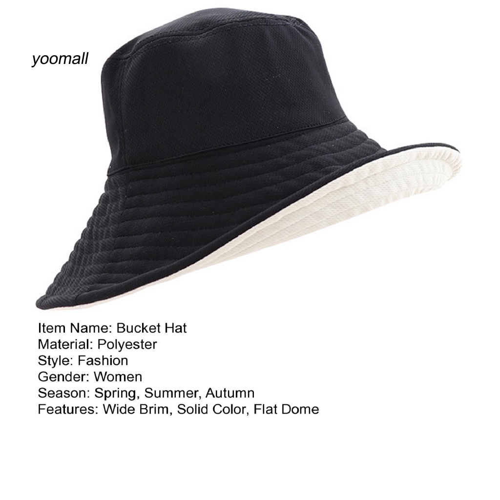 Nón Tai Bèo Vành Phẳng Màu Trơn Chống Nắng Thời Trang Mùa Hè Cho Nữ