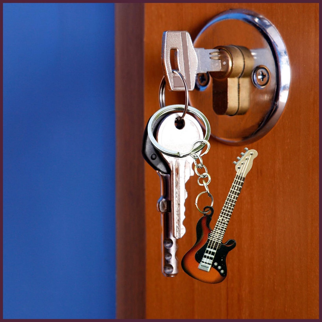 Móc Khóa Hình Cây Đàn Guitar Bằng Thép Không Gỉ