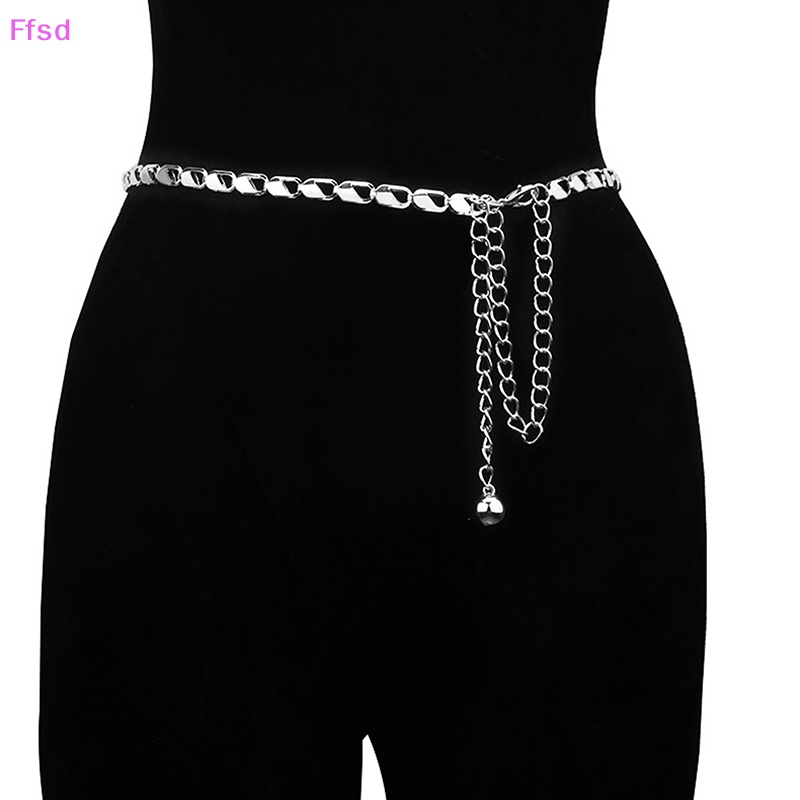 Thắt Lưng Dây Xích Kim Loại Màu Vàng Sáng Tạo Đơn Giản Thời Trang Cho Nữ