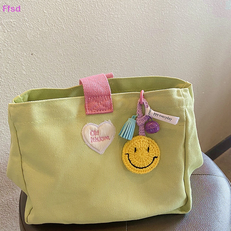 {Ffsd} Móc Khóa Dây Tua Rua Đan Thủ Công Mặt Cười Thời Trang Sáng Tạo Có Chuông Cho Nữ * Hàng Bán Chạy *