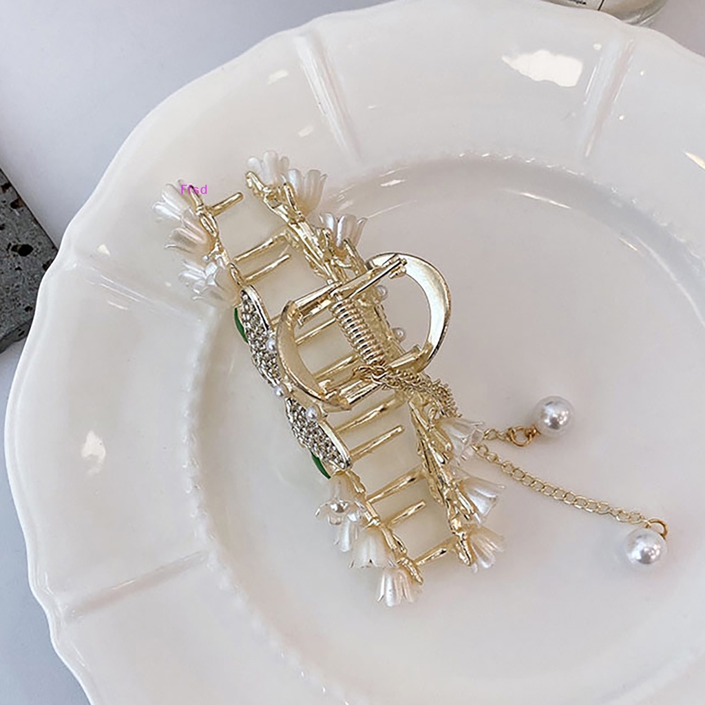 {Ffsd} Kẹp Tóc Đuôi Ngựa Bướm Tua Rua Đính Hoa Ngọc Trai Thanh Lịch Phong Cách Hàn Quốc Vintage Trang Trí Tóc Đuôi Ngựa Cho Nữ