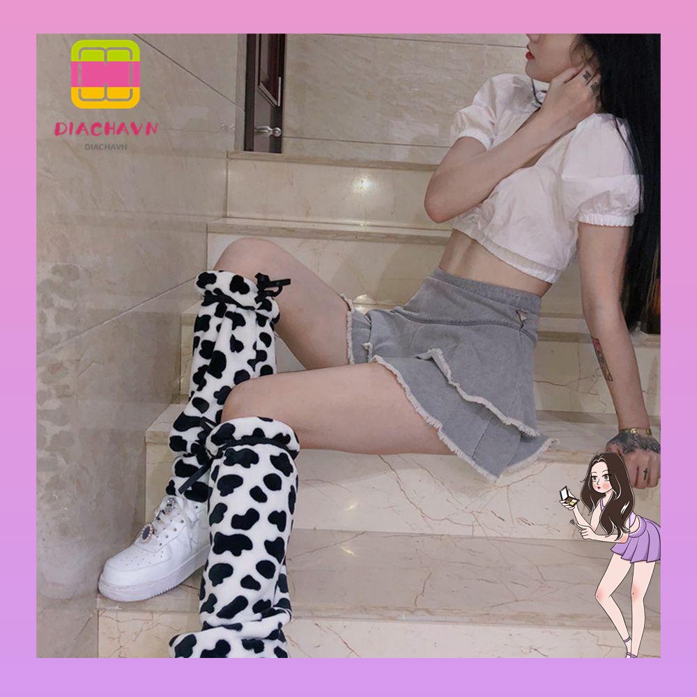 Tất Ống Chân Giữ Ấm Họa Tiết Da Báo Thời Trang Đường Phố Mùa Đông Cho Nữ